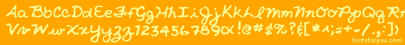 Lehn213-Schriftart – Gelbe Schriften auf orangefarbenem Hintergrund