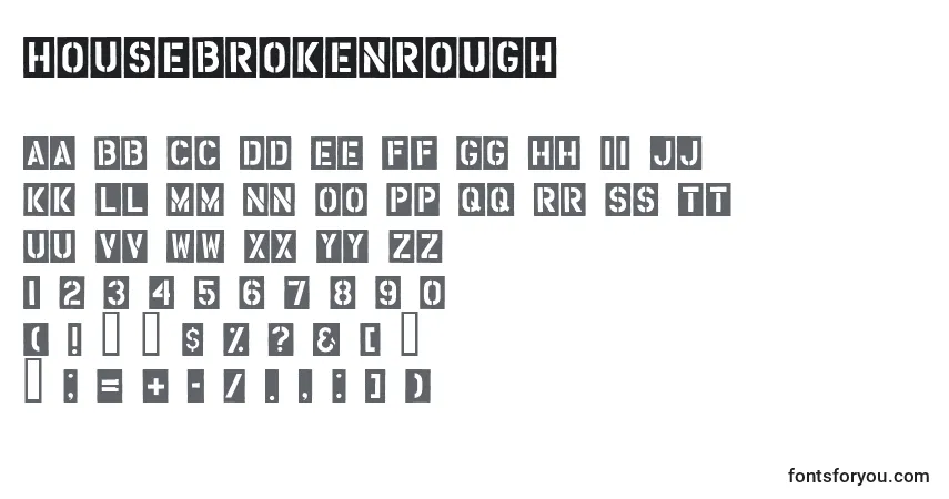 Шрифт HousebrokenRough – алфавит, цифры, специальные символы