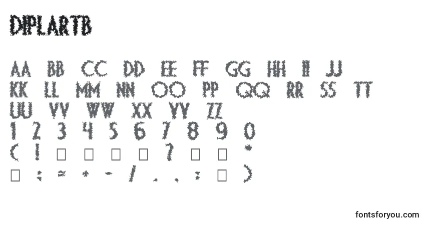 A fonte Diplartb – alfabeto, números, caracteres especiais