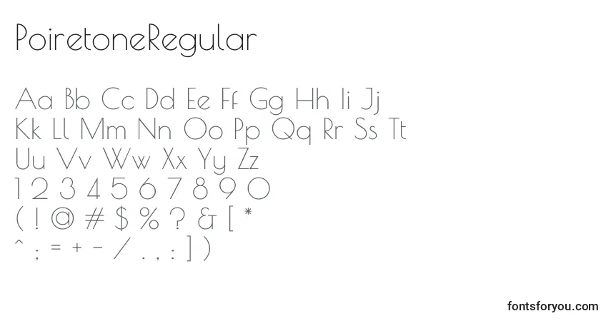 PoiretoneRegular-fontti – aakkoset, numerot, erikoismerkit