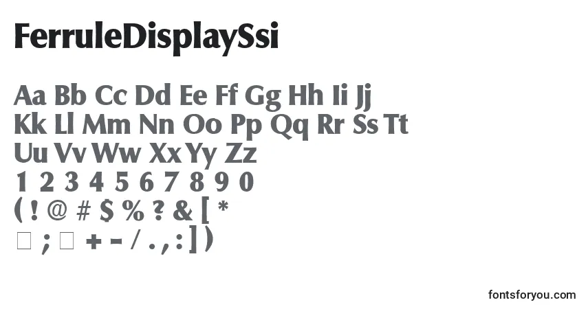A fonte FerruleDisplaySsi – alfabeto, números, caracteres especiais