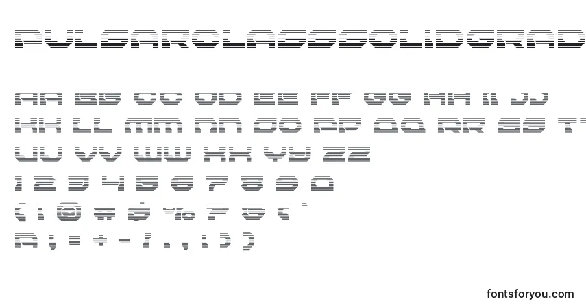Pulsarclasssolidgrad-fontti – aakkoset, numerot, erikoismerkit