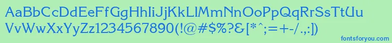 Korin26-Schriftart – Blaue Schriften auf grünem Hintergrund