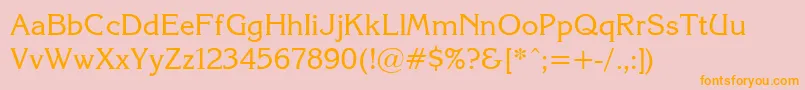 フォントKorin26 – オレンジの文字がピンクの背景にあります。