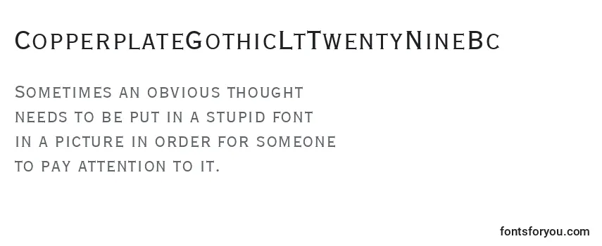 Review of the CopperplateGothicLtTwentyNineBc Font