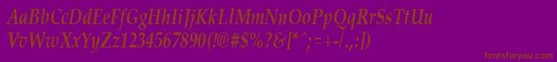Fonte PalisadecondensedBoldItalic – fontes marrons em um fundo roxo