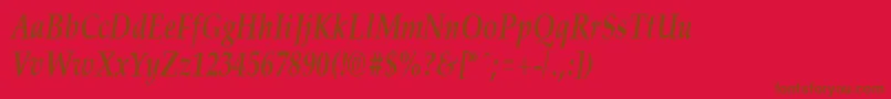 PalisadecondensedBoldItalic-Schriftart – Braune Schriften auf rotem Hintergrund