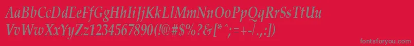 フォントPalisadecondensedBoldItalic – 赤い背景に灰色の文字