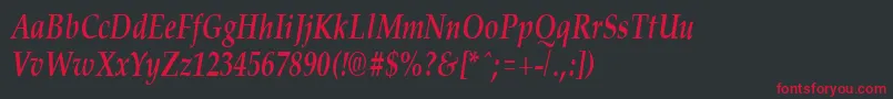 PalisadecondensedBoldItalic Font – Red Fonts on Black Background