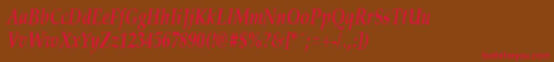 PalisadecondensedBoldItalic-Schriftart – Rote Schriften auf braunem Hintergrund