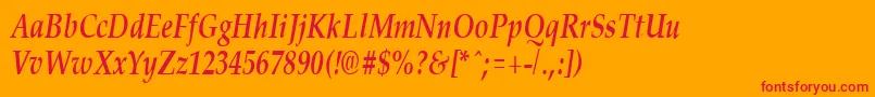 PalisadecondensedBoldItalic Font – Red Fonts on Orange Background