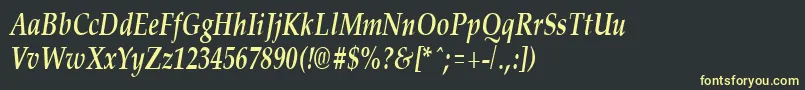 フォントPalisadecondensedBoldItalic – 黒い背景に黄色の文字