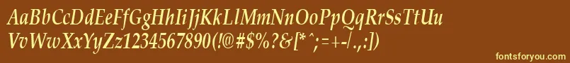 Шрифт PalisadecondensedBoldItalic – жёлтые шрифты на коричневом фоне
