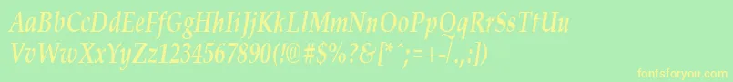 PalisadecondensedBoldItalic Font – Yellow Fonts on Green Background
