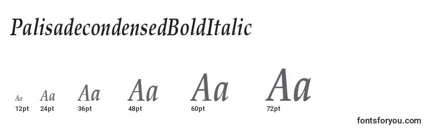 Размеры шрифта PalisadecondensedBoldItalic