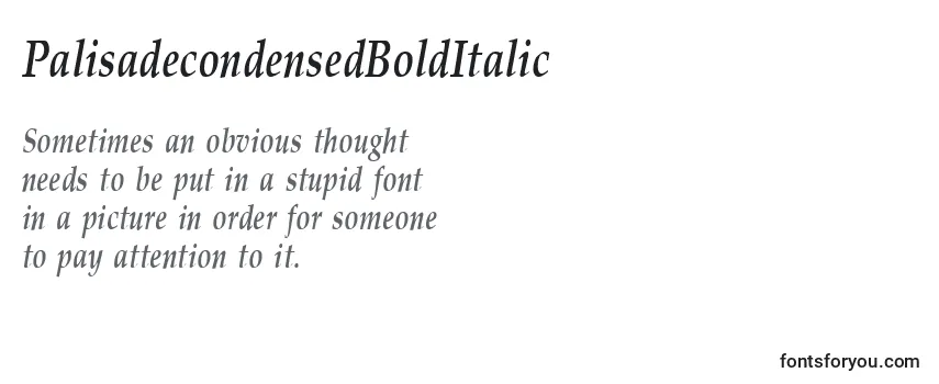 Review of the PalisadecondensedBoldItalic Font