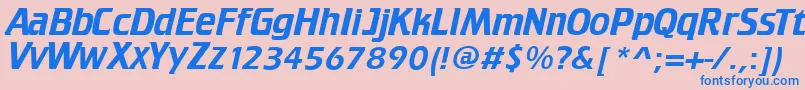 フォントTrekTngCredits – ピンクの背景に青い文字