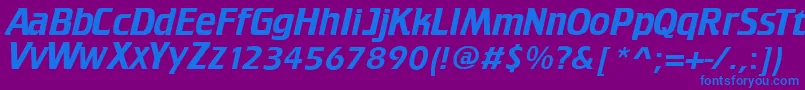 フォントTrekTngCredits – 紫色の背景に青い文字