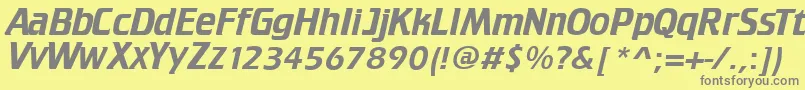 TrekTngCredits-fontti – harmaat kirjasimet keltaisella taustalla