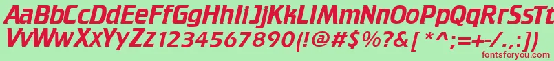 TrekTngCredits Font – Red Fonts on Green Background