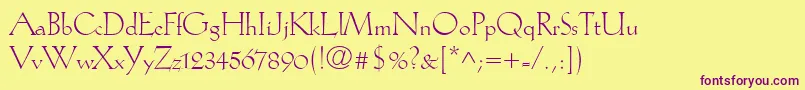 KochAntiquaLt Font – Purple Fonts on Yellow Background
