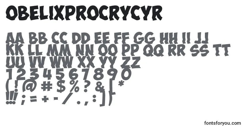 Czcionka ObelixproCryCyr – alfabet, cyfry, specjalne znaki