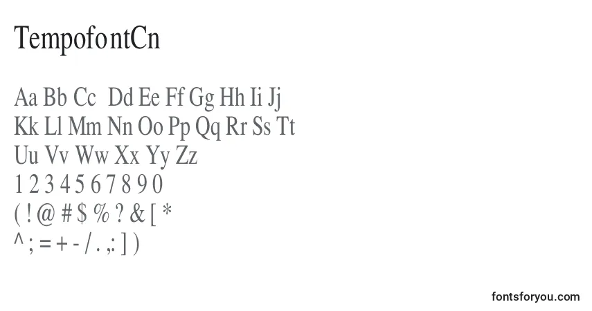 Schriftart TempofontCn – Alphabet, Zahlen, spezielle Symbole