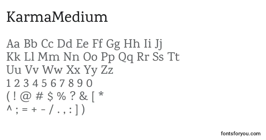 KarmaMedium-fontti – aakkoset, numerot, erikoismerkit