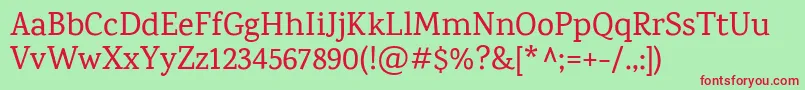 KarmaMedium Font – Red Fonts on Green Background