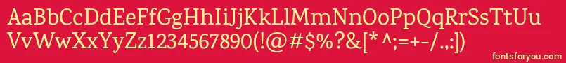 KarmaMedium Font – Yellow Fonts on Red Background