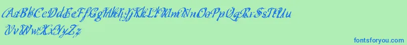 Cfschizophreniapersonaluse Font – Blue Fonts on Green Background