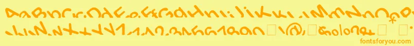 Titanic-Schriftart – Orangefarbene Schriften auf gelbem Hintergrund