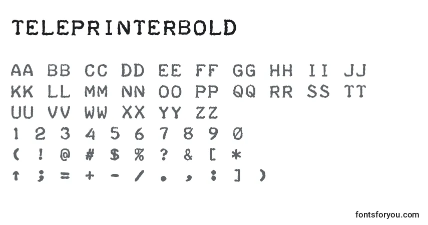Schriftart TeleprinterBold – Alphabet, Zahlen, spezielle Symbole