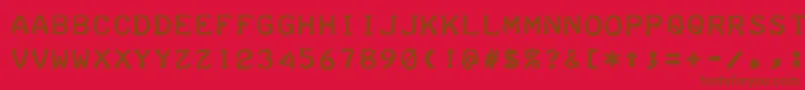 Weitere Informationen zur TeleprinterBold-Schriftart TeleprinterBold-Schriftart – Braune Schriften auf rotem Hintergrund