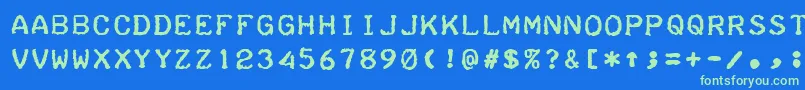 TeleprinterBold Font – Green Fonts on Blue Background
