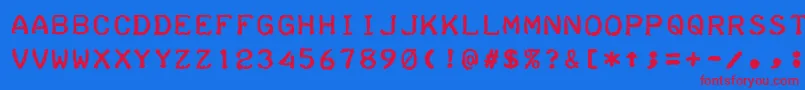 TeleprinterBold Font – Red Fonts on Blue Background