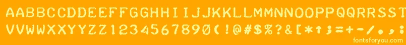 Saiba mais sobre a fonte TeleprinterBold Fonte TeleprinterBold – fontes amarelas em um fundo laranja