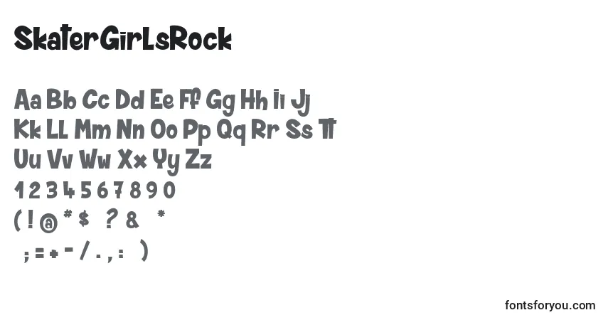 Schriftart SkaterGirlsRock – Alphabet, Zahlen, spezielle Symbole