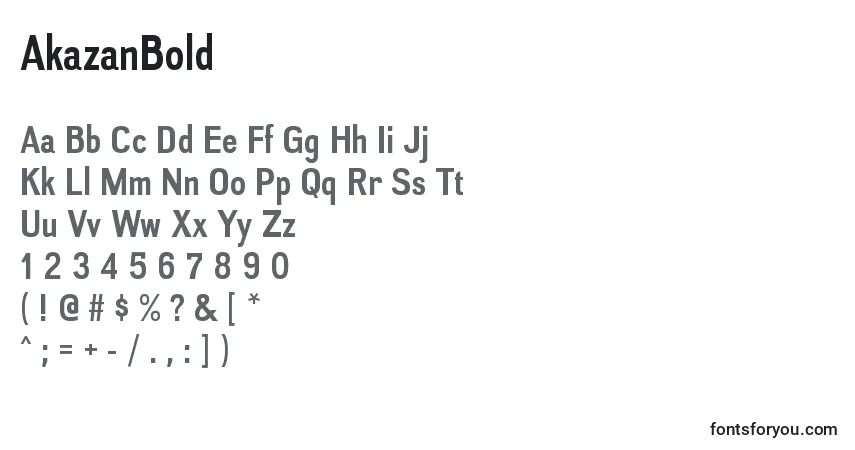 Schriftart AkazanBold – Alphabet, Zahlen, spezielle Symbole