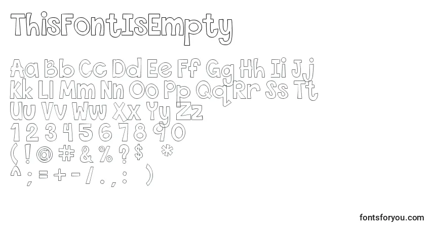 A fonte ThisFontIsEmpty – alfabeto, números, caracteres especiais