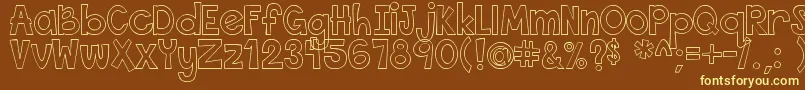 ThisFontIsEmpty-fontti – keltaiset fontit ruskealla taustalla