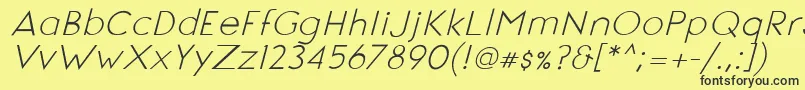 Fonte SignoriaItalic – fontes pretas em um fundo amarelo