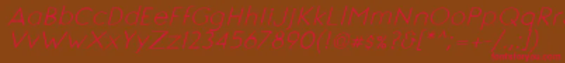 フォントSignoriaItalic – 赤い文字が茶色の背景にあります。