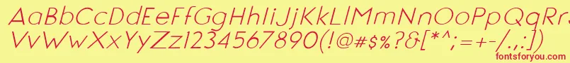 Fonte SignoriaItalic – fontes vermelhas em um fundo amarelo