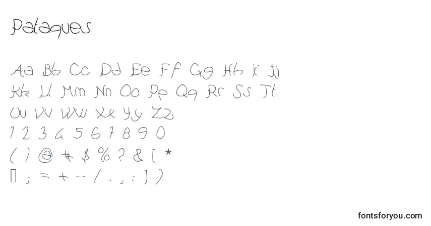Schriftart Pataques – Alphabet, Zahlen, spezielle Symbole