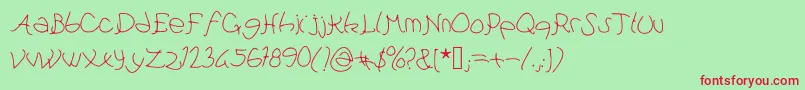 Pataques Font – Red Fonts on Green Background