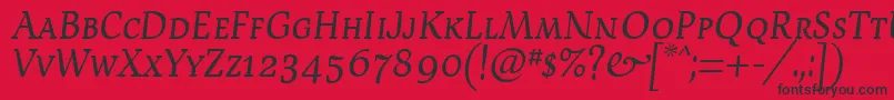 フォントDevroyeScosf – 赤い背景に黒い文字