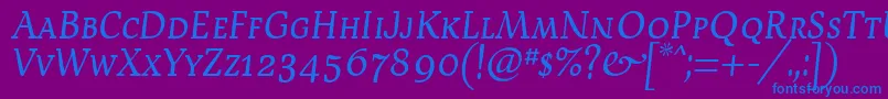 フォントDevroyeScosf – 紫色の背景に青い文字