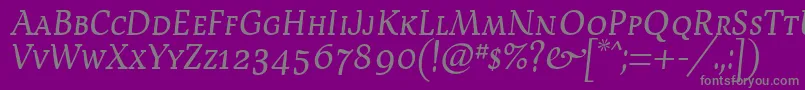 DevroyeScosf-Schriftart – Graue Schriften auf violettem Hintergrund