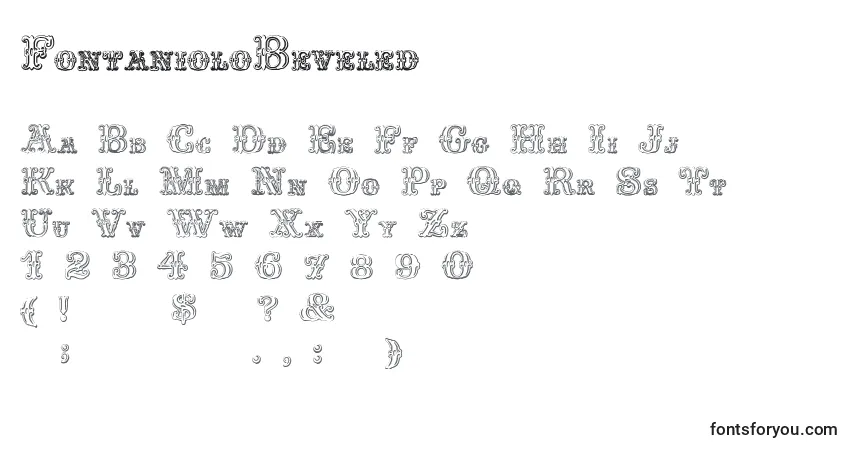 Schriftart FontanioloBeveled – Alphabet, Zahlen, spezielle Symbole